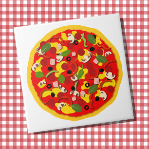 Pizzeria Pepperoni Pizza Colourful Tile