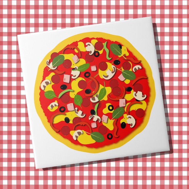 Pizzeria Pepperoni Pizza Colourful Tile (Colorful pizzeria ceramic wall tile)