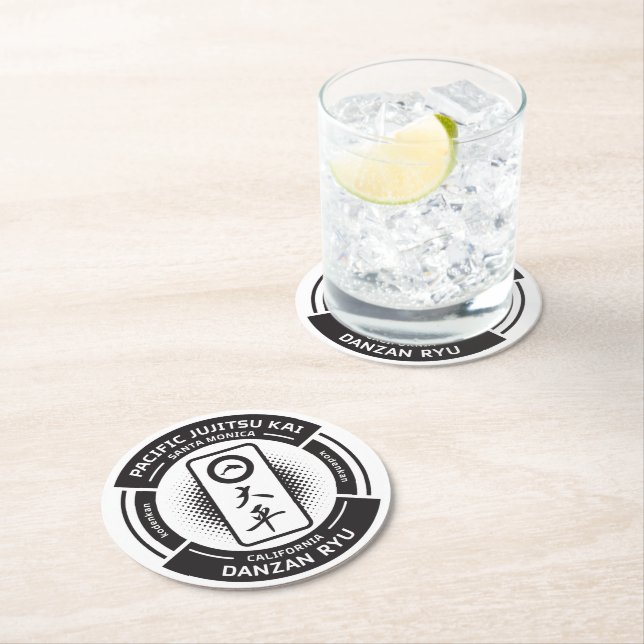 PJK 4" Round Drink Coasters - 6pc  / black logo (Insitu)