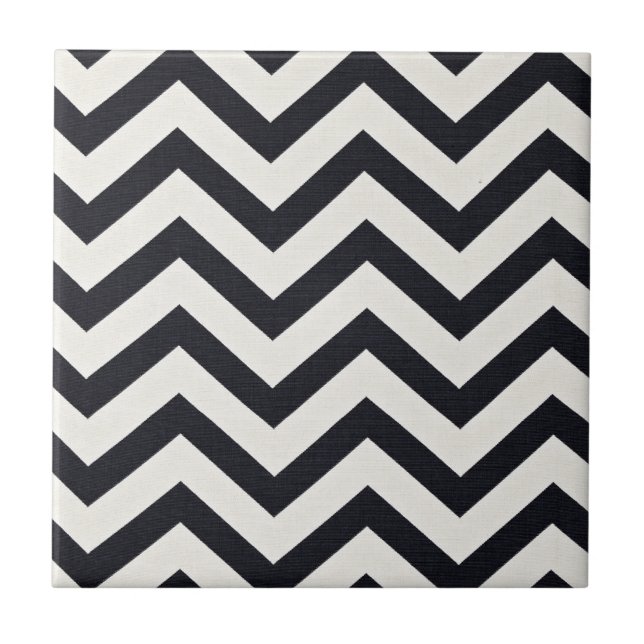 PJ's Chevron. Black and white pattern. Tile (Front)