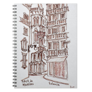Placa de Manises in Old Town   Valencia, Spain Spiral Notebook