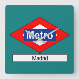 Placa Metro Madrid Square Wall Clock