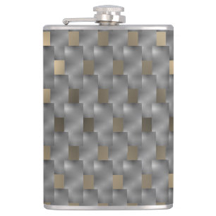 Placas cinza sobre fundo marrom claro, tons pretos hip flask