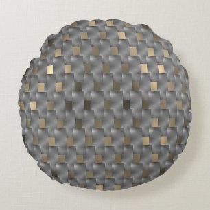 Placas cinza sobre fundo marrom claro, tons pretos round cushion