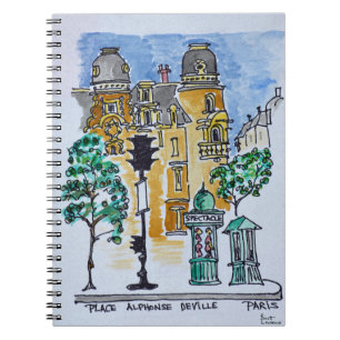 Place Alphonse Deville Paris, France Spiral Notebook