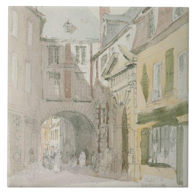Place Barthelme, Paris, c.1829 (w/c & grey wash ov Tile (Front)