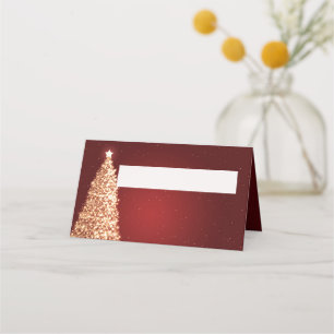 Place Card Christmas Wedding Party Gold Red
