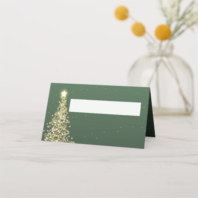 Place Card Elegant Christmas Wedding Green (Front)