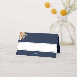 Place Card - Elegant floral blue wedding design