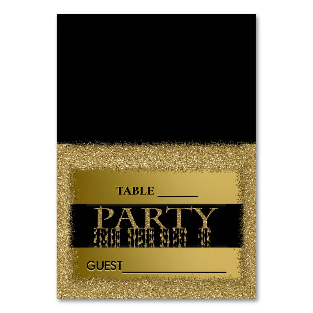Place Card Gold Glitter Streams (Front)