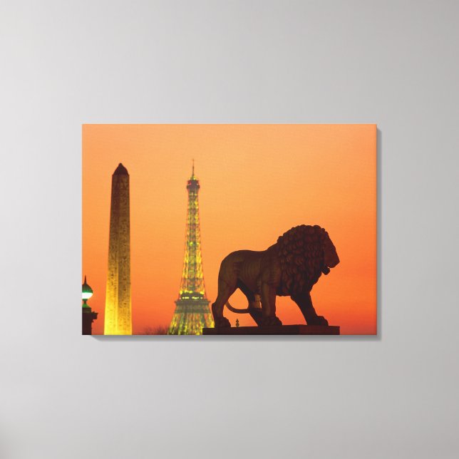 Place de la Concorde; Eiffel Tower; Obelisk; Canvas Print (Front)