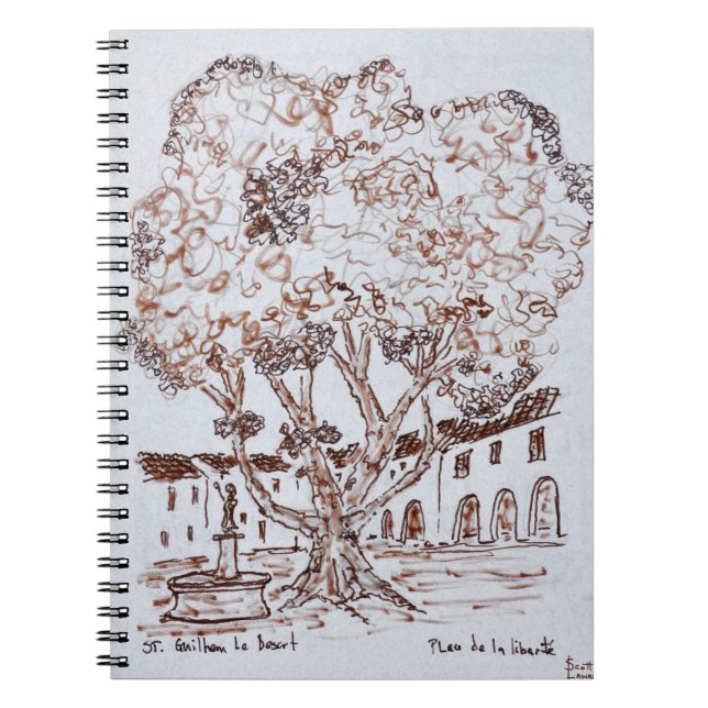 Place de la Liberte, Saint-Guilhem-le-Desert Notebook (Front)