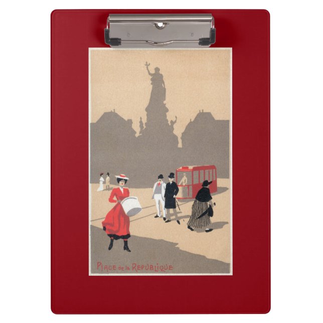 Place de la Republique Art Deco Scene Clipboard (Front)