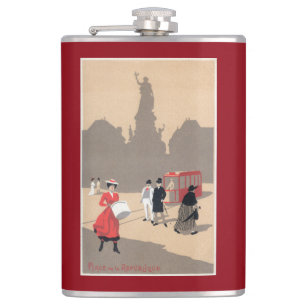 Place de la Republique Art Deco Scene Hip Flask
