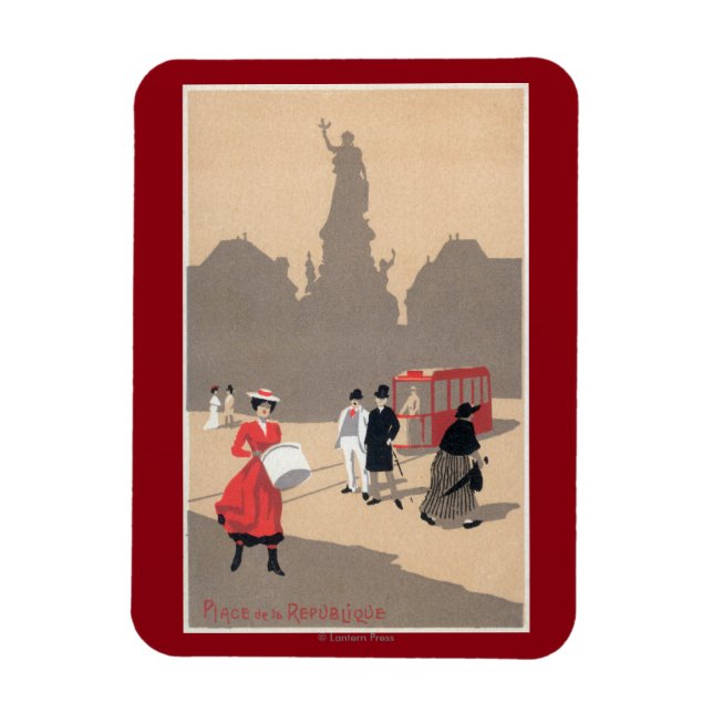 Place de la Republique Art Deco Scene Magnet (Vertical)