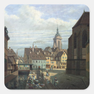 Place des Dominicains, Colmar, 1876 Square Sticker