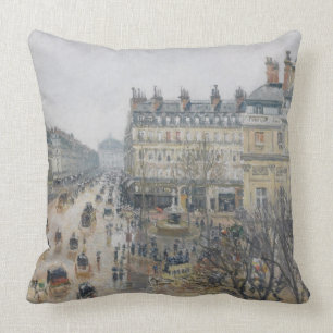 Place du Theatre Francais, Paris: Rain, 1898 Cushion