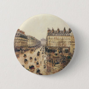 Place du Theatre Francais, Paris Rain by Pissarro 6 Cm Round Badge
