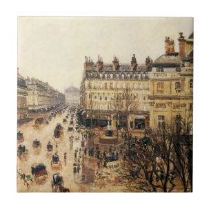 Place du Theatre Francais, Paris Rain by Pissarro Tile