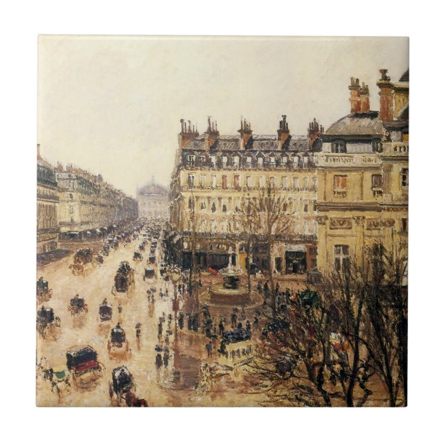 Place du Theatre Francais, Paris Rain by Pissarro Tile (Front)