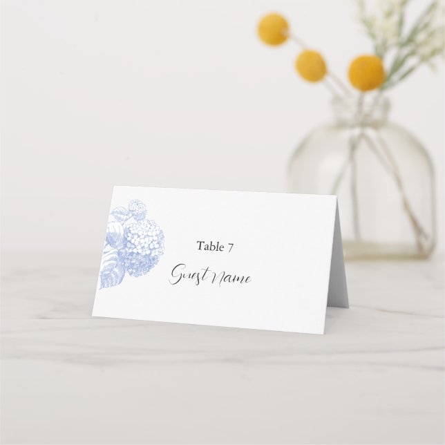 Place & Escort card with Hydrangea (Front)