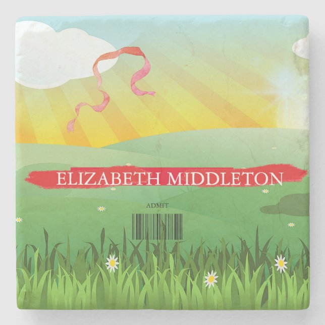 Place Escort Name Seating Tiles Rustic Festival  Stone Coaster (Front)