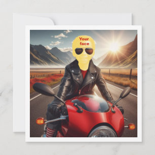 Place my face in the pic, child driving motorcycle card