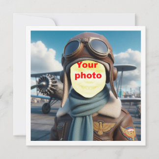 Place my face in the pic, flying aeroplane, pilot card