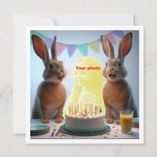 Place my face in the picture, hares & child card