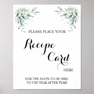 Place Recipe Card Here Eucaliptus Shower Sign