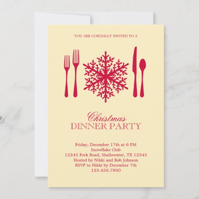 Place Setting Christmas Dinner Party Invitation (Front)