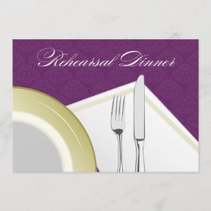 Place Setting Rehearsal Dinner Invitation (purple)