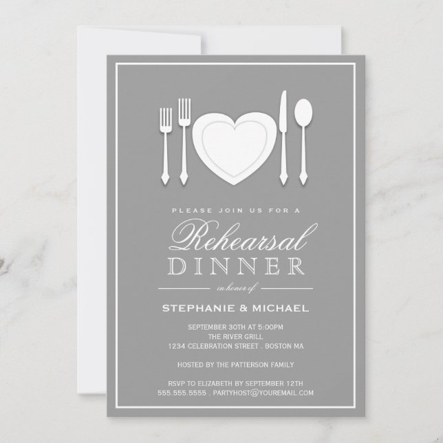 Place Setting Rehearsal Dinner Party Invitation (Front)