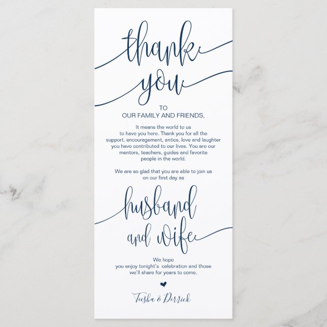 Place Setting Thank You Card for Wedding Dinner (Front)