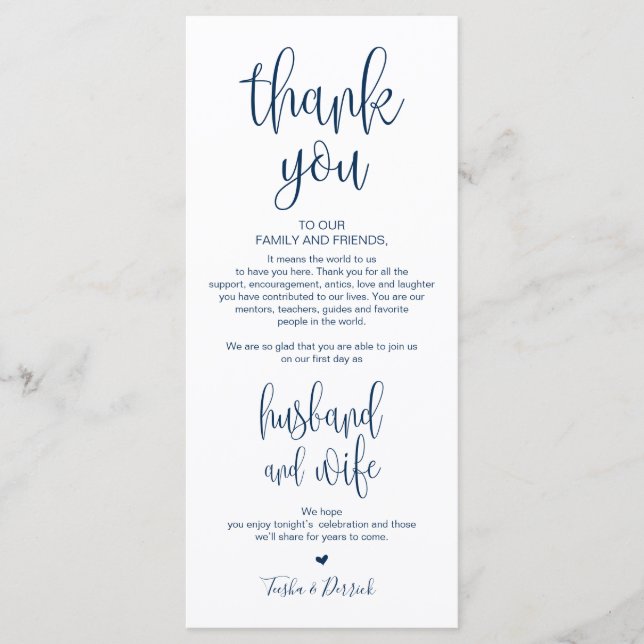 Place Setting Thank You Card for Wedding Dinner (Front)