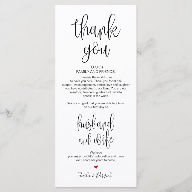Place Setting Thank You Card for Wedding Dinner (Front)