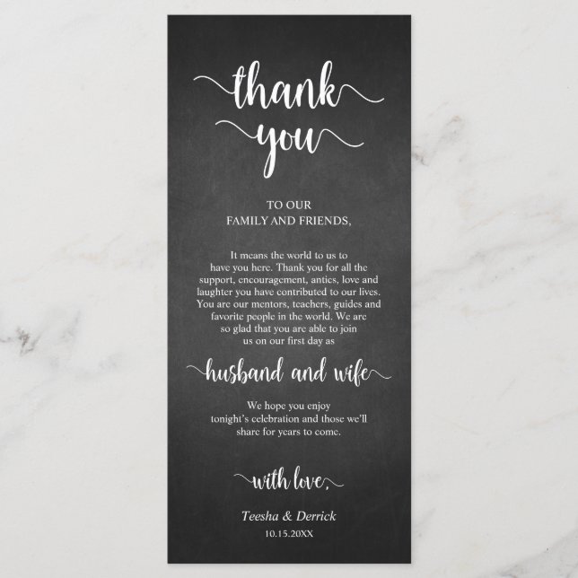 Place Setting Thank You, Rustic Chalkboard Cards (Front)