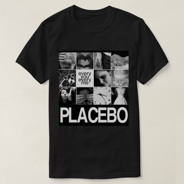 Placebo black and white photo collage Brian Molko  T-Shirt (Design Front)