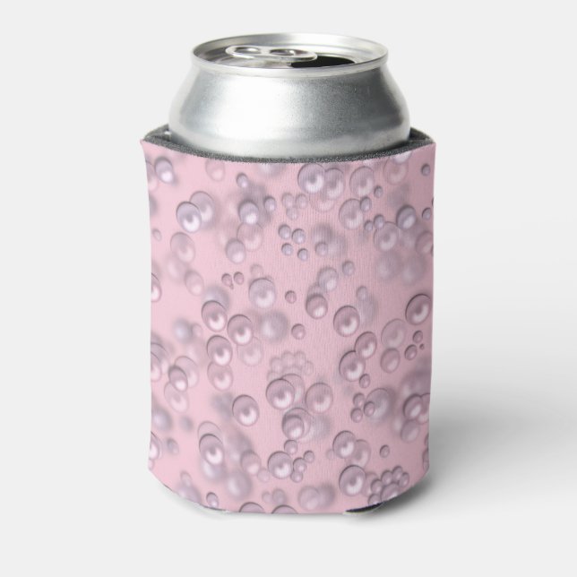 Placers of white-pink pearls on pink velvet can cooler (Can Back)