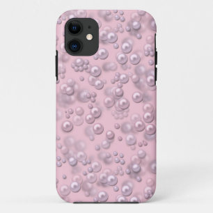 Placers of white-pink pearls on pink velvet Case-Mate iPhone case