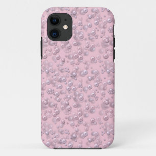 Placers of white-pink pearls on pink velvet Case-Mate iPhone case