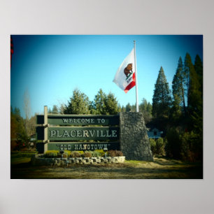 Placerville California flag town poster print