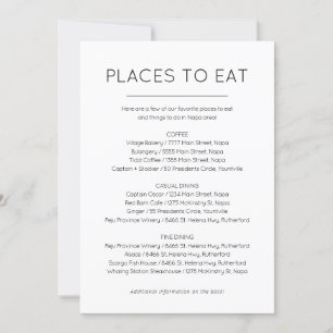 Places to eat and Things to do card