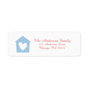 Placid Blue Heart House Custom Address Labels