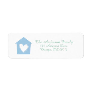 Placid Blue Heart House Custom Address Labels