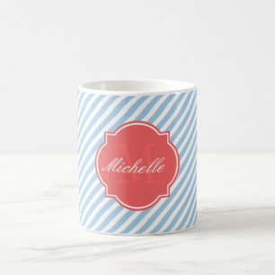 Placid Blue Stripe Monogram Mug