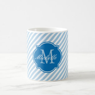 Placid Blue Stripe Monogram Mug