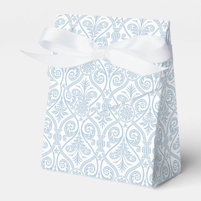 Placid Blue & White Damask Pattern Favour Box (Front Side)
