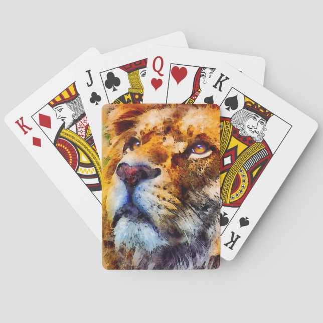 Placid Lion Face Playing Cards (Back)