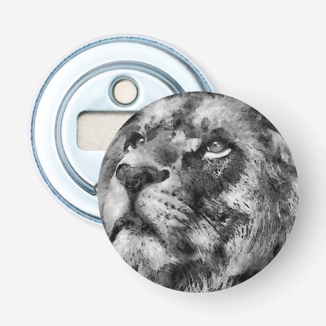 Placid Lion Face Silver Bottle Opener (Front)